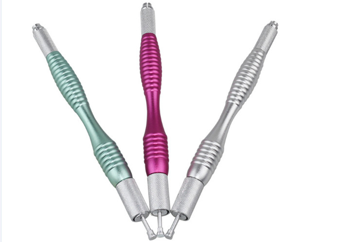 Less Vibration Cosmetic Tattoo Pen , Manual Eyebrow Tattoo Pen Three Colors Blade